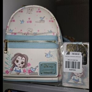 Loungefly Disney Belle Chibi Backpack And Cardholder New With Tags